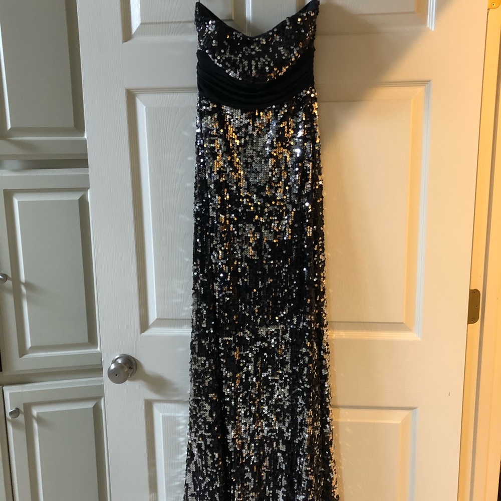 Black and sequined prom dress